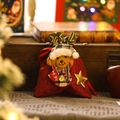 Weihnachts-Geschenkbeutel mit 3D-Plüschbär, roter Kordelzugbeutel für Äpfel und Kekse - Bär Rote Kordelzugtasche