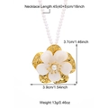 Golden camellia flower pendant necklace with white petals and a pearl center on white backdrop - Gold N06061G (3.7cm Flower Pendant)