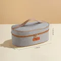 Insulated lunch bag in light grey fabric with brown handles and thickened aluminum foil - Oval Bag-Small Rice White