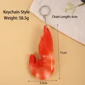 Portachiavi realistico a forma di gamberetto cotto in resina arancione e bianca - Stile portachiavi / Gambero dei ghiacci artici (rosso)