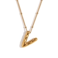 18K gold plated stainless steel necklace featuring a minimalist puff balloon letter V pendant - Gold - Letter V