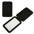 Espejo de maquillaje plegable con funda de cuero PU negro texturizado en vistas abierta y cerrada - Negro Clásico