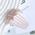 Macro shot of rose gold floral hair comb with sparkling rhinestones and petal details - 1# White Flower