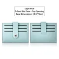 Light blue PU leather card holder with 7 slots and snap closure, size 10.5x7.8cm - 10.5*7.8cm / 7 Slots Buckle Style / Light Blue