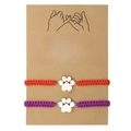 Handwoven card bracelets in red and purple with pet paw charms for best friends - Red Purple Paw Prints(ZJ12321)