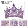 Detailed specs of purple rhinestone tiara with net weight 379g and 16cm diameter - Gold with Purple Zircon
