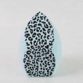 Light blue leopard print makeup sponge in a large water drop shape with flat base - Giant Sponge-Blue Leopard-1PC