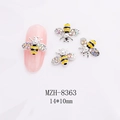 Detail of bee nail art charms with rainbow crystals, pearls and enamel, size 14x10mm - Silver Base Rainbow Crystal Bee Style (8363)