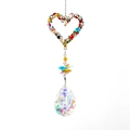Garden crystal wind chime with heart-shaped colorful gems and faceted prism pendant - Heart Charm