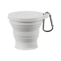 Bicchiere da viaggio pieghevole in silicone bianco con coperchio e moschettone - 180ML / Grigio chiaro