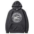 Dark charcoal grey hoodie for men with white circular alligator graphic print - Dark Gray