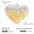 Pendentif cœur en acier inoxydable or et argent avec design à effet fluide fondu - PJ91676-Cœur Fluide