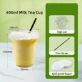 400ml clear plastic cup set with dome lid, thin straw and leakproof paper - 400ml With High Lid Straw and Leak-proof Paper