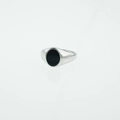 Vintage silver turquoise signet ring with oval black stone inlay for men - US 7 / Black