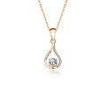 Rose gold teardrop pendant necklace featuring a central round moissanite and micro-pave accents - Teardrop-shaped Cutout (fddz-004) / Rose Gold