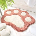 Tappeto da bagno rosa a forma di zampa di gatto in morbido peluche antiscivolo - 45x60cm / Rosa