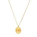 Minimalistische gouden roestvrijstalen ketting met een hartvormige hanger met stralen - Zonnestraal Hart Stijl (STN24354-GO)