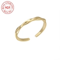 Minimalist S925 sterling silver Mobius wave ring with adjustable golden twist design - 925 Silver / Gold