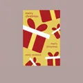Biglietto natalizio con sfondo giallo e illustrazione di pacco regalo rosso stile piatto - Stile D (Regalo) / 10 Fogli/Confezione