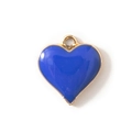 Blue heart pendant with golden alloy edges for DIY jewelry making accessories - Dark Blue Gold Plated