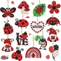 DIY 5D diamond painting ladybug theme keychains with colorful resin rhinestones - YS-4 Ladybug & Nature Elements (15Pcs)