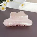 Minimalist light pink glitter acrylic hair claw clip with a wave-shaped elegant design - Light Red