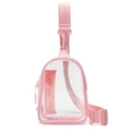 Pink transparent PVC waterproof belt bag with adjustable strap for sports and running - Pink