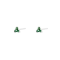 S925 sterling silver clover earrings featuring emerald green stones in a silver finish - 925 Silver / White Gold (Style A)