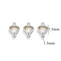 Silver stainless steel heart charm with champagne crystal, 7.5mm size for DIY jewelry - 2-Hole-White / Steel