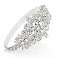 1920s vintage wedding headband with white elastic band and sparkling crystal floral pattern - White Elastic Silver Rhinestone