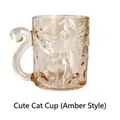 Bicchiere in vetro ambrato a forma di gatto con rilievo 3D e manico a coda di gatto - 260ml / Gatto Ambra