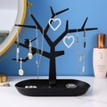 Portagioielli a forma di albero nero con rami di cervo e vassoio portaoggetti ovale - Forma di albero / Nero