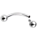 Titanium F136 curved barbell piercing with double silver beads and internal thread - Steel Ball-1.2*6*3/3