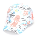 Kids baseball cap in white with colorful cartoon sea creatures and octopus print - 52-54cm / Whale Turtle