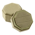 Olive green octagonal velvet ring box with soft lining for jewelry storage display - Triple Ring Box / Army Green
