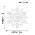 Fiocco di neve glitterato argento per l'albero di Natale, dimensione 10cm e peso 6g - 12 Pezzi/Confezione / Bianco Stile D