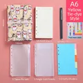 A6 yellow Maneki Neko budget binder set with loose-leaf inserts, pen and PVC pockets - A6 Size/100 Sheets / Khaki Tie-up Set