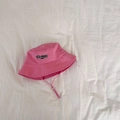 Detail of pink quick-dry bucket hat with Bestime embroidery and adjustable chin strap - 52-54cm 3-6 Years / Rose Pink