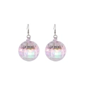 Retro disco ball earrings with holographic reflective surface and silver ear hooks - Transparent Disco Ball Earrings