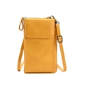 Yellow faux leather vertical crossbody phone bag with adjustable strap and textured finish - Yellow
