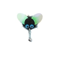 Fly-shaped cat toy wand refill with blue eyes, fuzzy body, and small silver bell - New Blue Eye Replacement Head