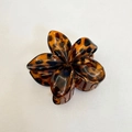 Frangipani hair claw clip with brown leopard print pattern on white background - Frangipani Hair Clip / Approx. 8x7x4cm / Tortoiseshell/Leopard