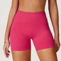 Pantaloncini da yoga a vita alta fucsia con effetto push-up in tessuto elastico - S / Rosso Lampone