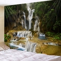 Arazzo da parete con paesaggio forestale e cascata per camera e soggiorno decor - 150x130cm / Stile 4