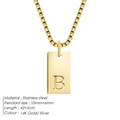 Collier en acier inoxydable plaqué or 14K avec pendentif rectangulaire lettre B - Lettre B / Doré