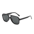 Classic polarized aviator sunglasses in black with double bridge and large frames - Black Frame Grey Polarized