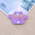 Miniature purple knitted doll sweater with colorful wave patterns and two white buttons - Bright Purple Starry (Button Model)