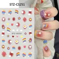 Rainbow and floral nail art stickers STZ-CS251 with macaron heart and cloud designs - STZ-CS251 Rainbow Tulip