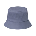 Detailed view of the reinforced stitching on a grey-blue canvas sun hat brim - 58cm / Gray