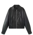 Klassische schwarze Kunstlederjacke mit Reverskragen und Metallreißverschluss - S / Schwarz
